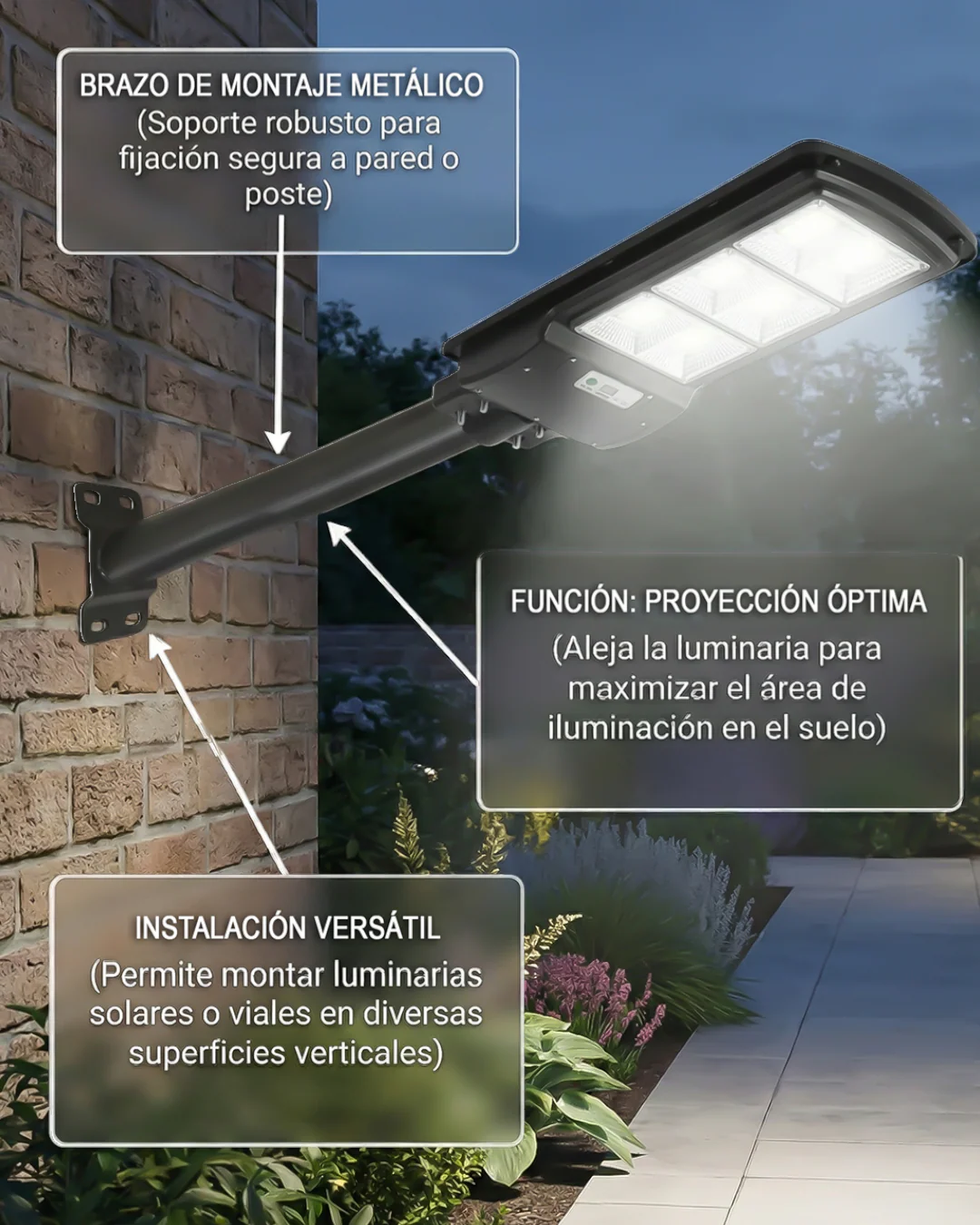 BRAZO NEGRO PARA LAMPARAS DE CALLE LED Y SOLAR - Image 2