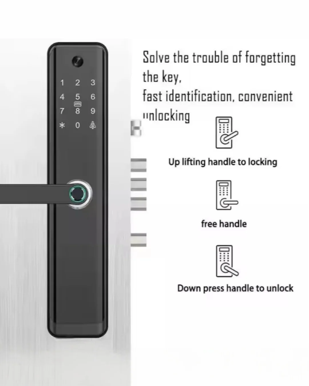 CERRADURA INTELIGENTE - PUERTAS MULTIPUNTOS DE SEGURIDAD - TUYA APP - PANTALLA INTEGRADA - NEGRO - OS720TYFV-6068 - Image 5