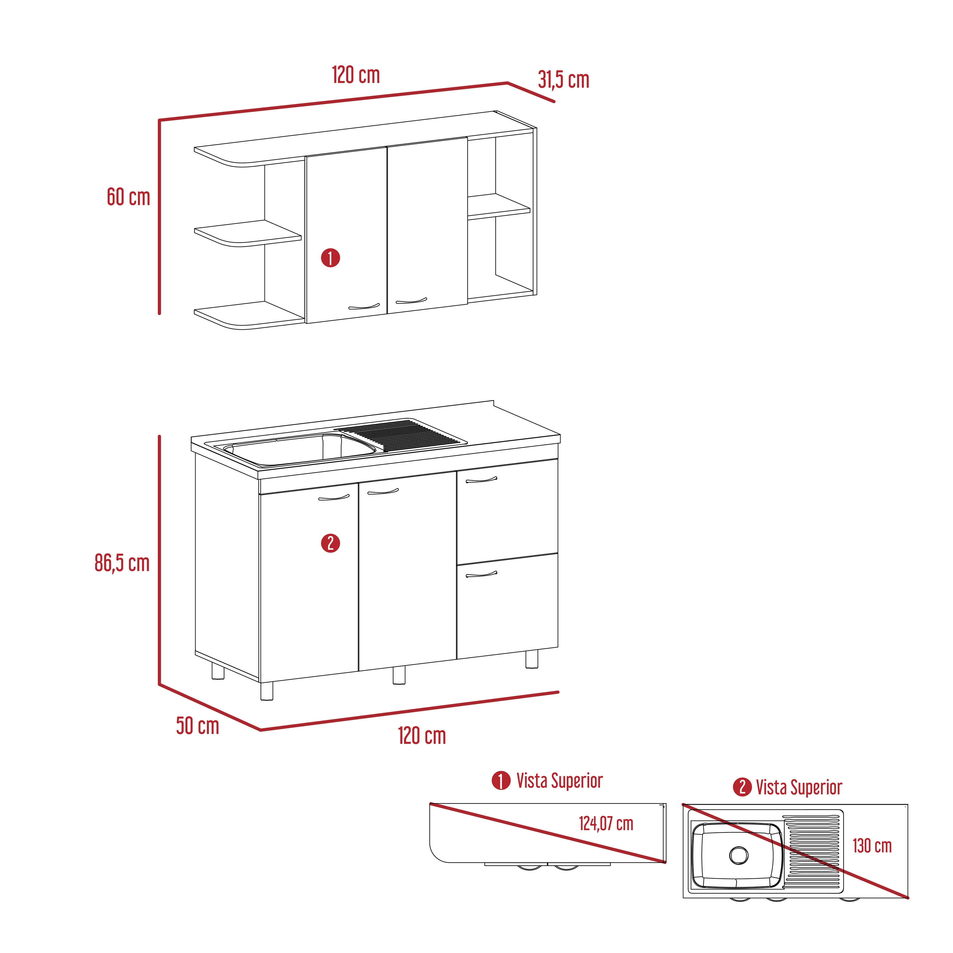 COCINA 1.20 ELICA LITE (M.IZQ) (3C) BLANCO - Image 7