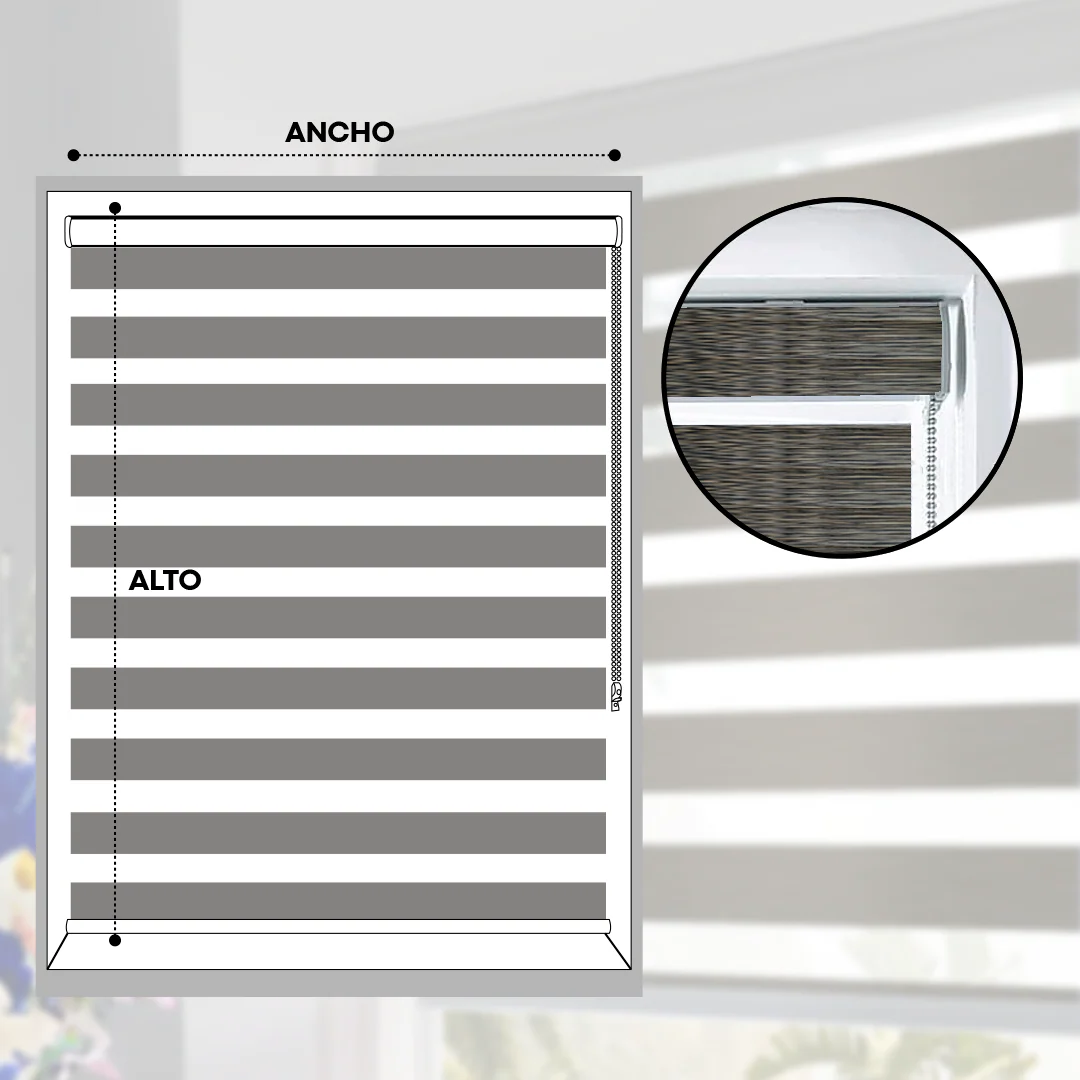 CORTINAS ENROLLABLES ZEBRA - 70CM A 2.50M - E303 - Image 4