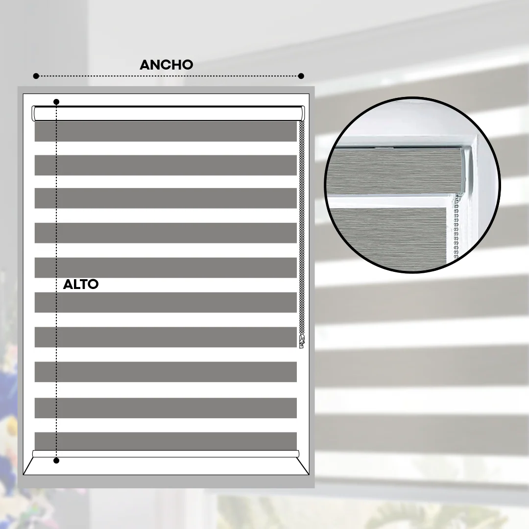 CORTINAS ENROLLABLES ZEBRA - 70CM A 2.50M - E309 - Image 4
