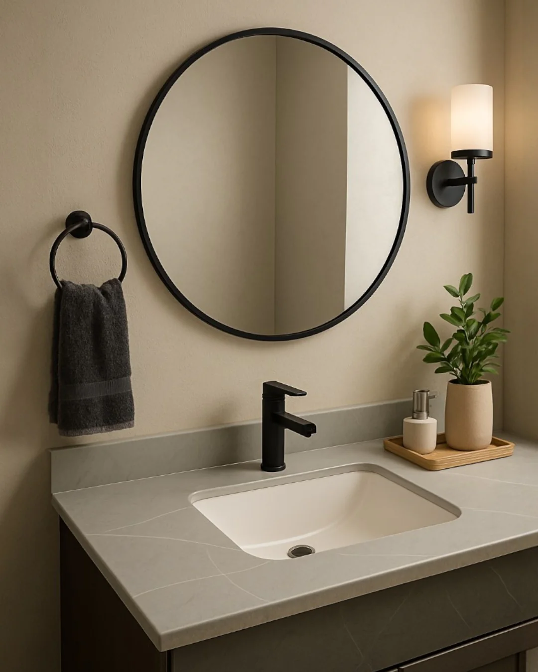 LAVAMANO DE PORCELANA VITRIFICADA - MARMOL GRIS MATE - Image 4