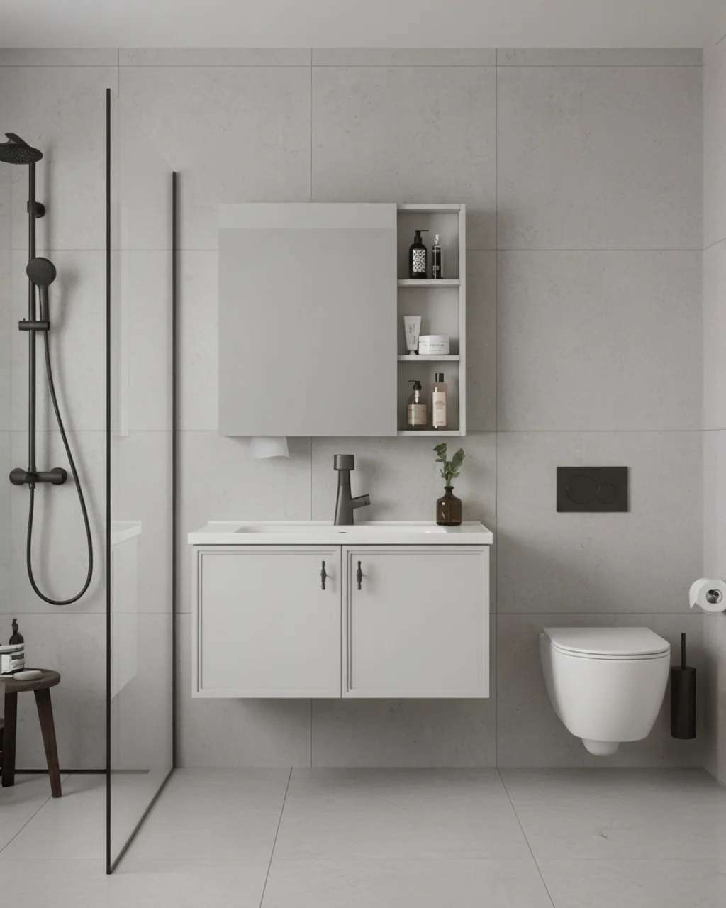 MUEBLE DE BAÑO + ESPEJO - ALUMINIO - TAUPE - 800*470*470mm - Image 2