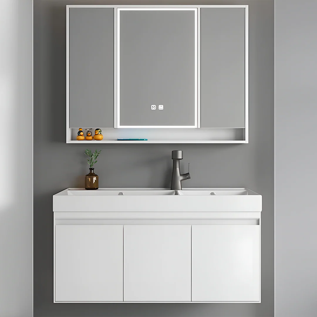 MUEBLE DE BAÑO + ESPEJO LED - PLYWOOD - BLANCO - 900*500*560mm - Image 2