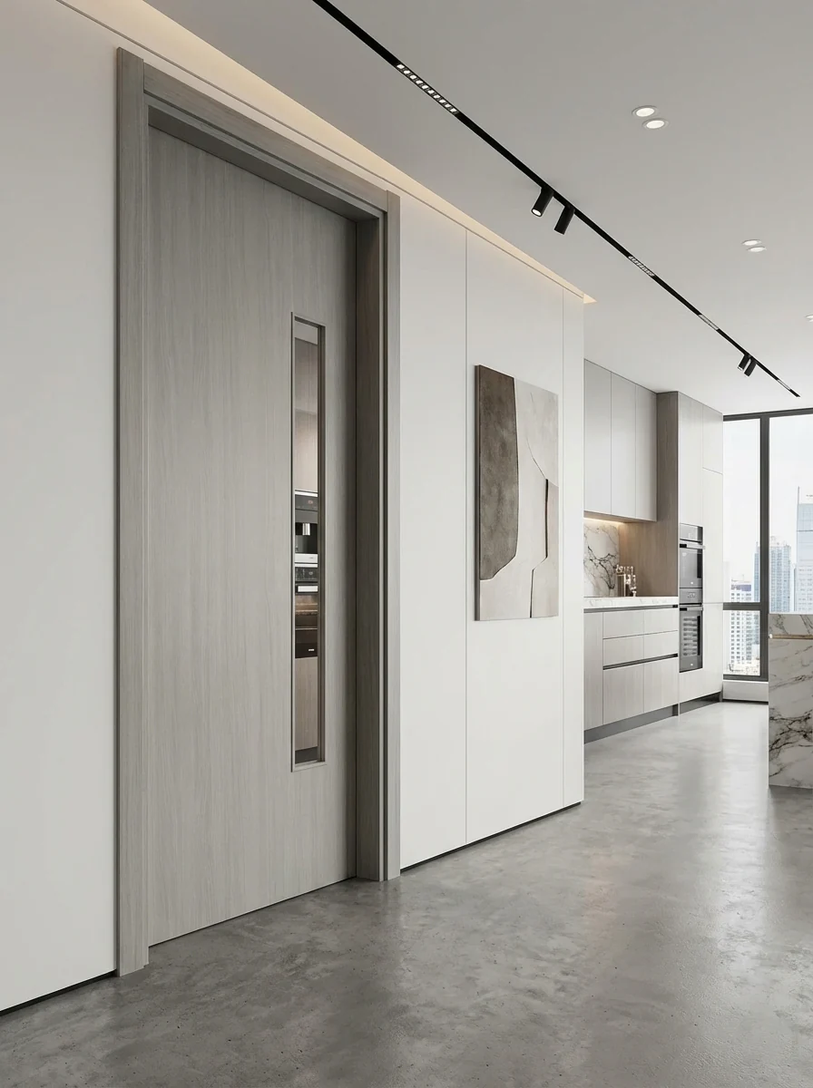 PUERTA DE INTERIOR - WPC - GRIS CENIZA CLARA - ALTURA 2.40M - Image 6