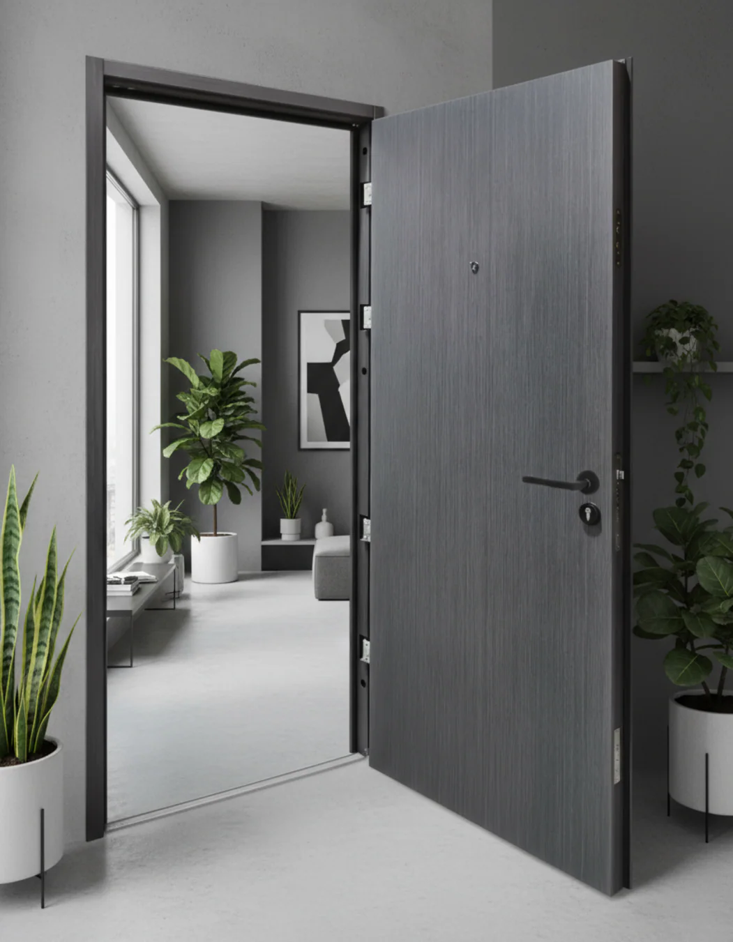 PUERTA DE SEGURIDAD MULTIPUNTOS - 97CM X 215CM X 70MM - GRIS CENIZA AZULADO - Image 8
