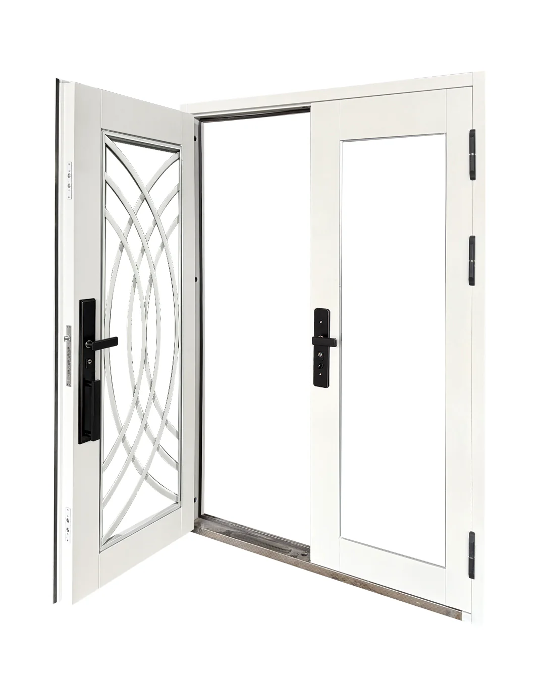 Puerta Doble de Seguridad Multipunto con Vidrio | Aleación de Zinc | 1.50 x 2.15 m | Diseño Moderno I Blanco Mate - Image 3